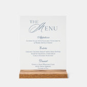 Panneau de menu de mariage en acrylique bleu pouss (Recto)
