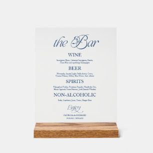 Panneau de menu de mariage minimaliste moderne ble