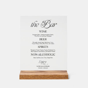 Panneau de menu de mariage moderne minimaliste pou