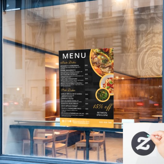 Panneau de menu de restaurant éditable pour vitrin (Fenêtre de café)