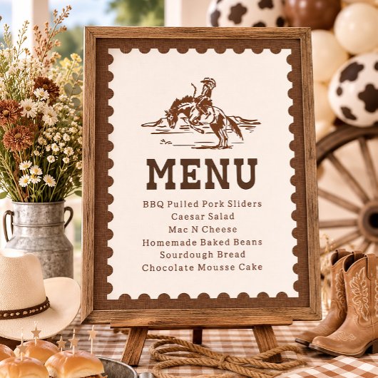 Panneau de menu de rodéo modifiable 8x10