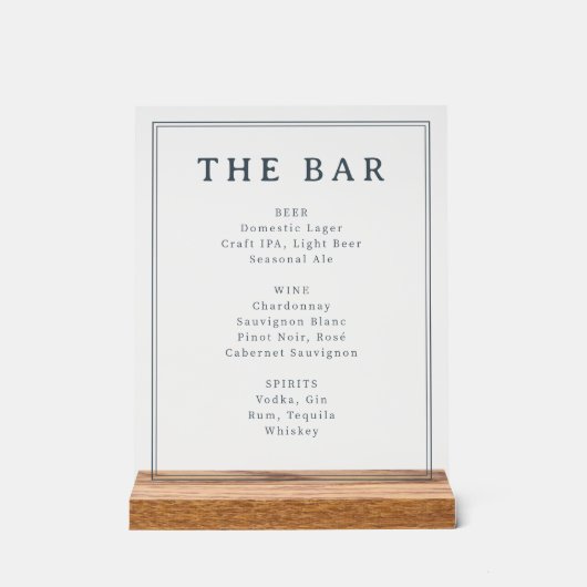 Panneau de menu élégant noir et blanc (Recto)