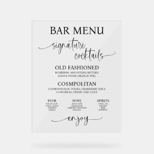 Panneau de menu Mariage acrylique