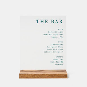Panneau de menu sarcelle minimaliste