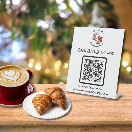 Panneau de menu sur pied avec code QR | Poisson Ko
