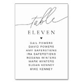 Panneau de noms d'invités avec numéro de table en  (Dos)