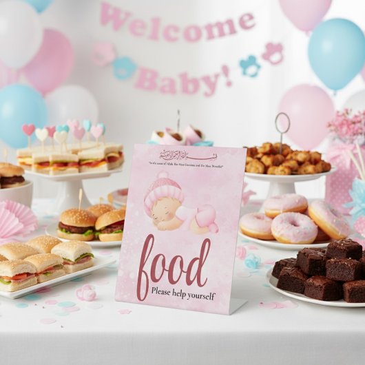 Panneau de nourriture pour bébé fille Aqeeqah rose