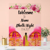 Panneau de nuit Dholki rose floral (Mariage)