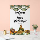 Panneau de nuit Dholki vert floral (Mariage)