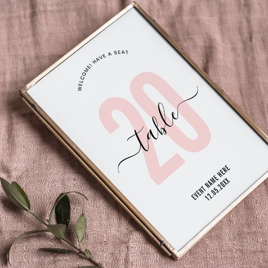 Panneau de numéro de table à calligraphie élégante