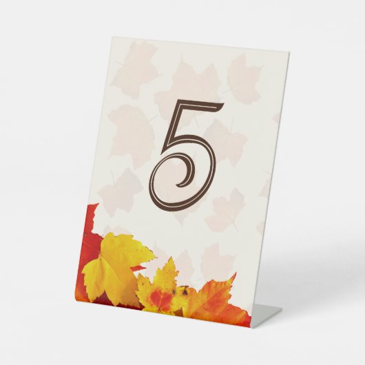 Panneau de numéro de table à feuilles d'automne (Recto)