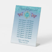 Panneau de numéro de table à paillettes bleu sarce (Recto)