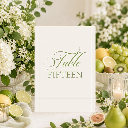 Panneau de numéro de table de calligraphie vert iv