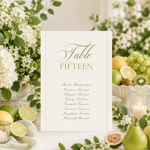Panneau de numéro de table de calligraphie vert iv