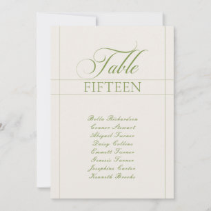 Panneau de numéro de table de calligraphie vert iv