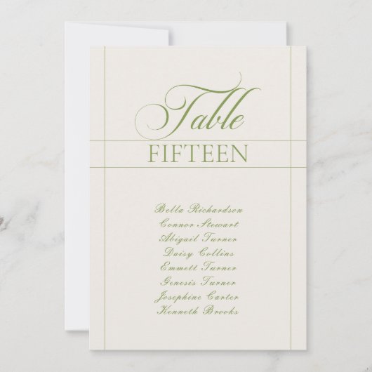 Panneau de numéro de table de calligraphie vert iv (Devant)