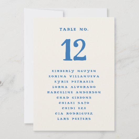 Panneau de numéro de table de graphique de sièges  (Devant)