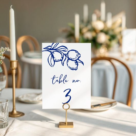 Panneau de numéro de table de mariage 5x7 Blue Lem