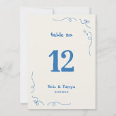 Panneau de numéro de table de mariage 5x7 dessiné (Dos)