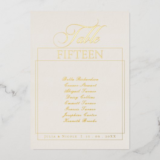 Panneau de numéro de table de mariage à bordure d' (Recto)