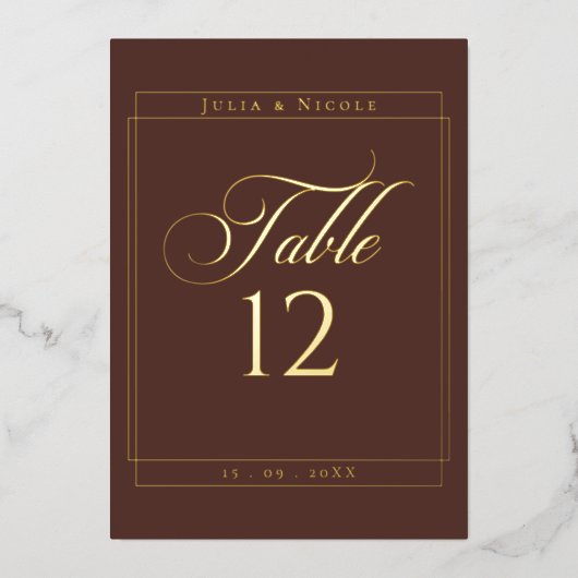 Panneau de numéro de table de mariage à bordure ma (Recto)