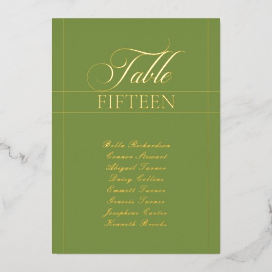 Panneau de numéro de table de mariage à bordure ve (Recto)