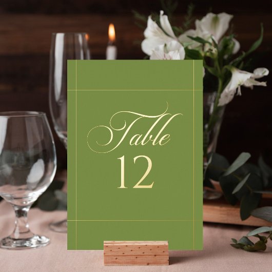 Panneau de numéro de table de mariage à bordure ve