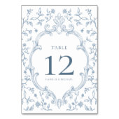 Panneau de numéro de table de mariage à crête bleu (Dos)