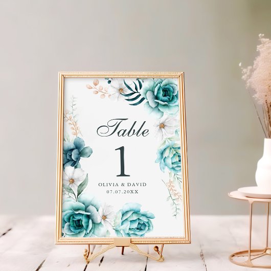 Panneau de numéro de table de mariage à fleurs sau