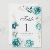 Panneau de numéro de table de mariage à fleurs sau (Dos)