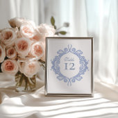 Panneau de numéro de table de mariage baroque bleu