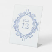 Panneau de numéro de table de mariage baroque bleu (Recto)