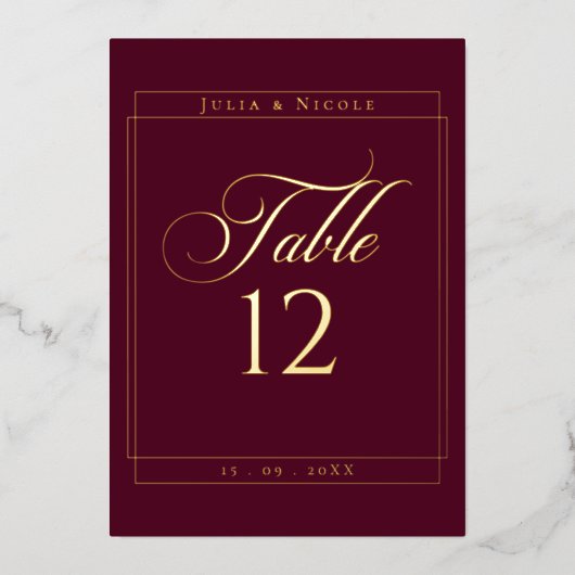 Panneau de numéro de table de mariage de bordure B (Recto)
