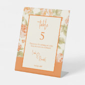 Panneau de numéro de table de mariage floral orang (Recto)