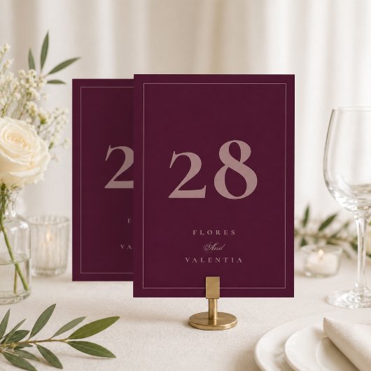 Panneau de numéro de table de mariage formel Bourg