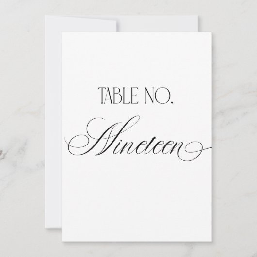 Panneau de numéro de table de mariage Luxe Script (Devant)