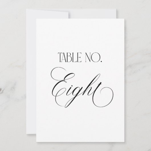 Panneau de numéro de table de mariage Luxe Script  (Devant)