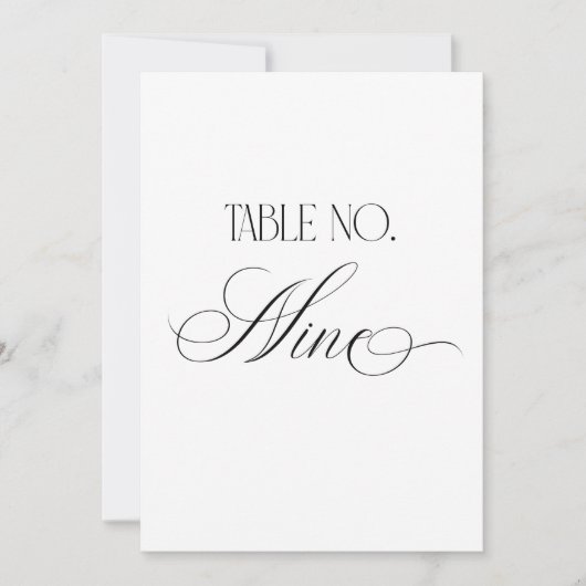 Panneau de numéro de table de mariage Luxe Script (Devant)