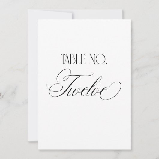 Panneau de numéro de table de mariage Luxe Script (Devant)