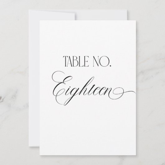 Panneau de numéro de table de mariage Luxe Script  (Dos)
