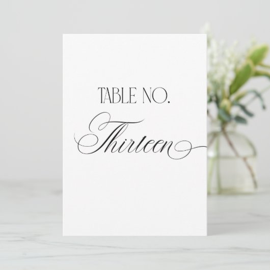 Panneau de numéro de table de mariage Luxe Script (Debout devant)