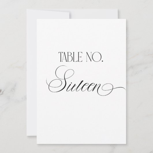 Panneau de numéro de table de mariage Luxe Script (Dos)