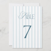 Panneau de numéro de table de mariage rayures bleu (Dos)