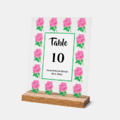 Panneau de numéro de table en acrylique Rose rose (Angle)
