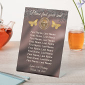 Panneau de numéro de table en paillettes noires et (In SItu)