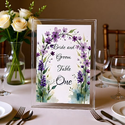 Panneau de numéro de table floral lavande lilas