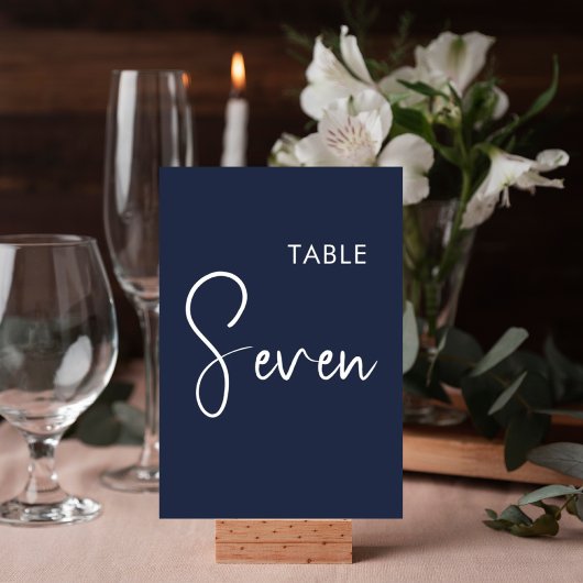 Panneau de numéro de table minimaliste bleu marine