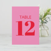 Panneau de numéro de table moderne rose rouge gras (Debout devant)
