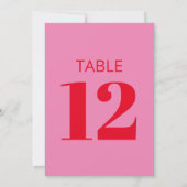 Panneau de numéro de table moderne rose rouge gras (Dos)