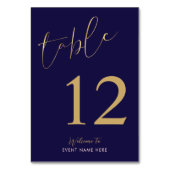 Panneau de numéro de table Navy & Gold pour événem (Par défaut)